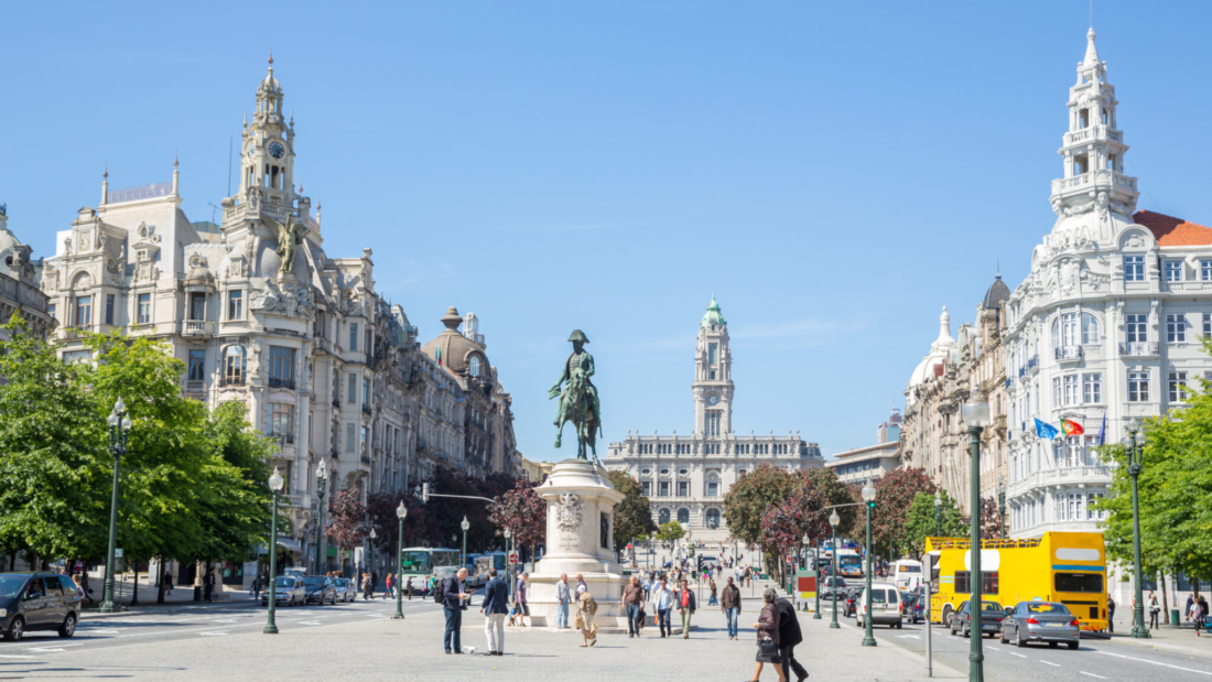 Liberdade square in Porto, Portugal
